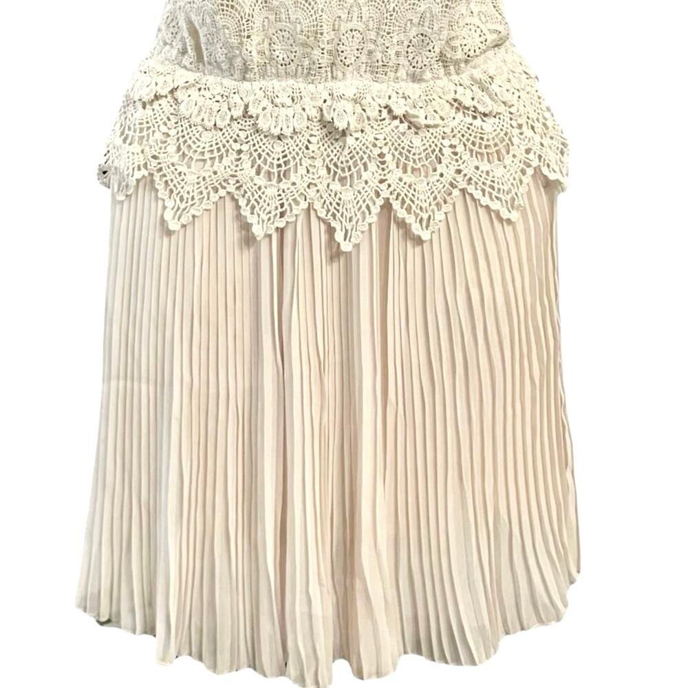 Willow & Clay Women's Cream Crochet Pleated Skirt Lined Mini Dress SZ XS NWT - Picture 4 of 13